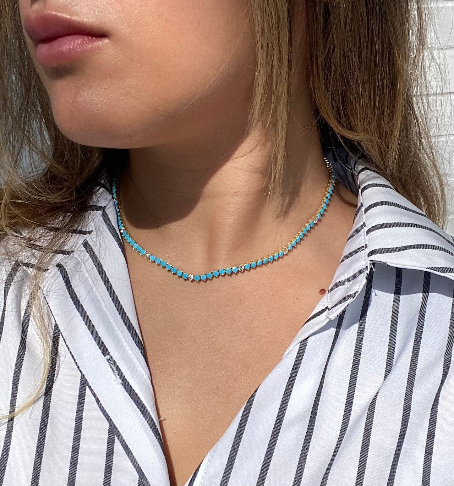 3MM 3PRONG Color Tennis Necklace - KN22053