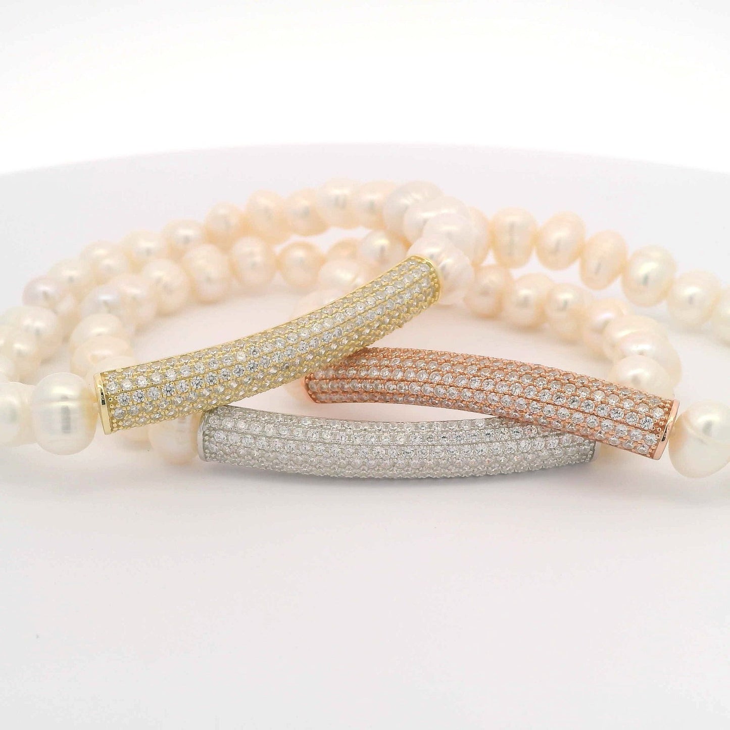 Pave Bar Fresh Water Pearl Bracelet - KB33093