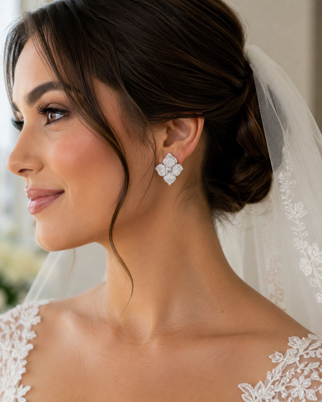 *ORDER WRITING ONLY* Elegant Pave Orchid Earring - KE19636