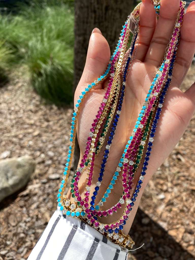3MM 3PRONG Color Tennis Necklace - KN22053