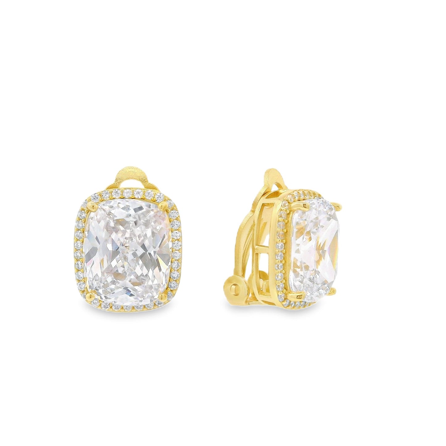 Cushion Cut Large Halo Stud CLIP ON - KE192035