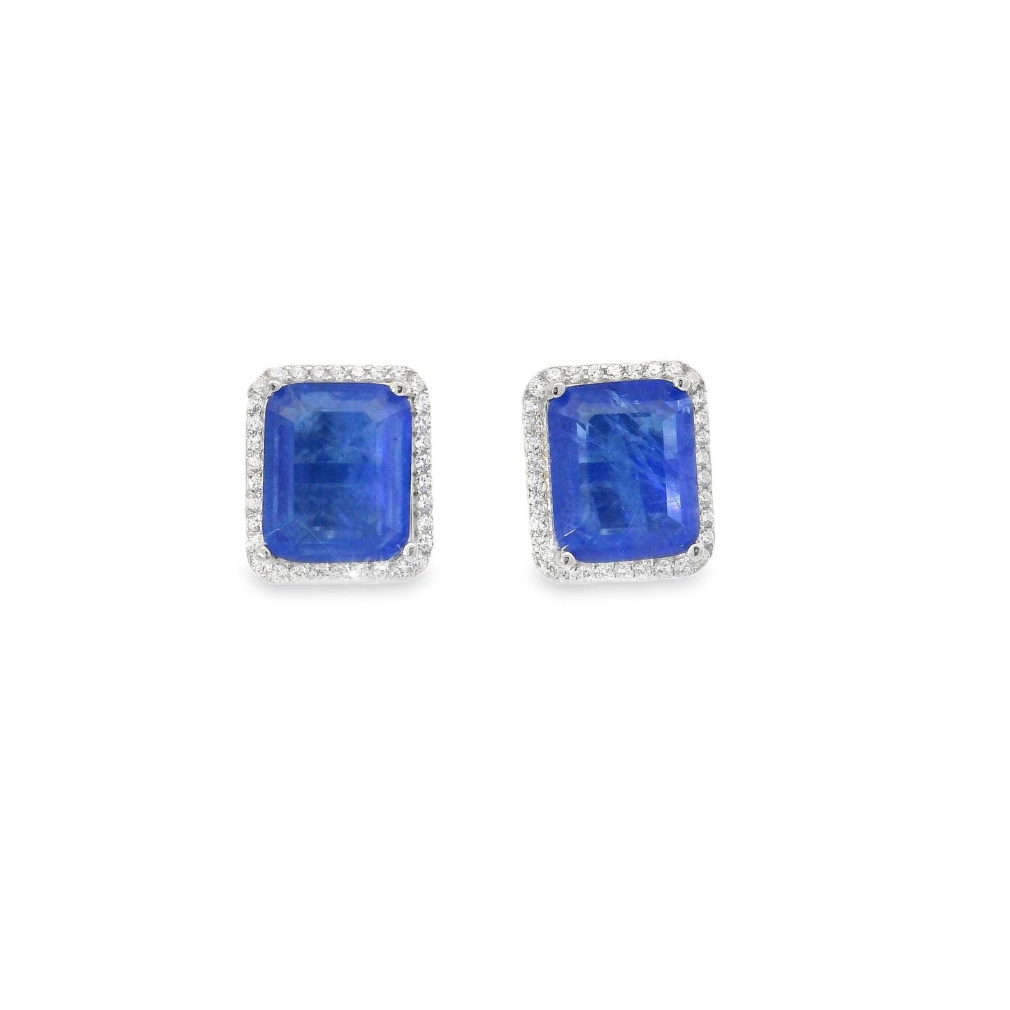 Halo Emerald Cut Stud Earring - KE192021