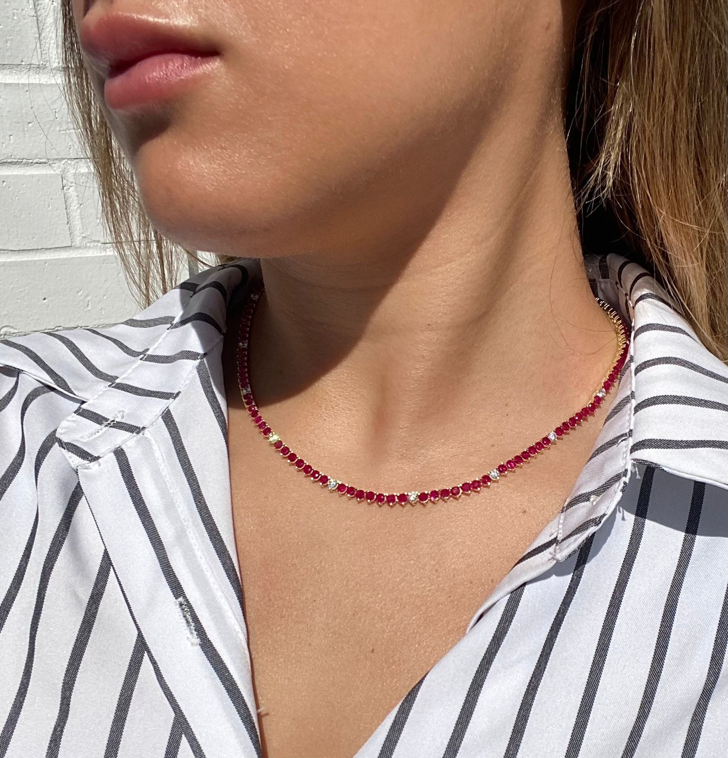 3MM 3PRONG Color Tennis Necklace - KN22053