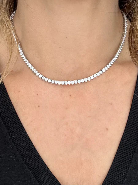 Diamond CZ 3MM 3prong Tennis/Riviera Necklace - KN22053