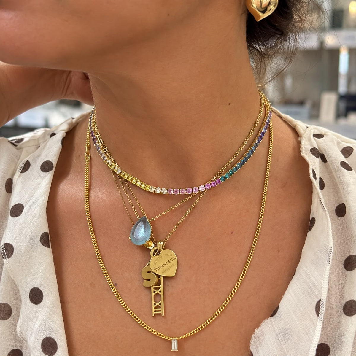 3MM 4PRONG Color Tennis Necklace - KN22158-3