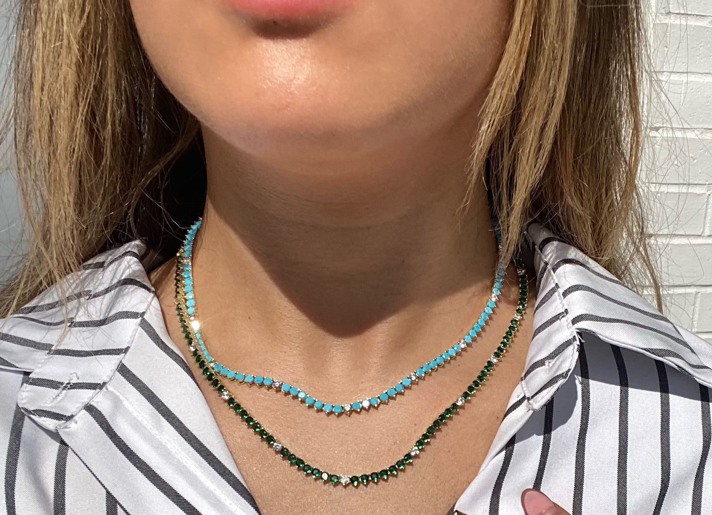 3MM 3PRONG Color Tennis Necklace - KN22053