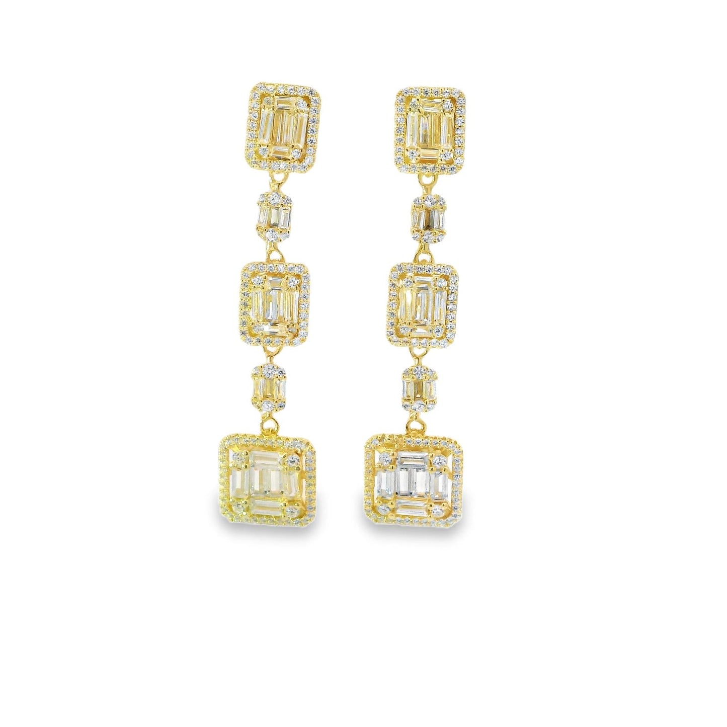 3 Tier Elegant baguette Earring - KE192055