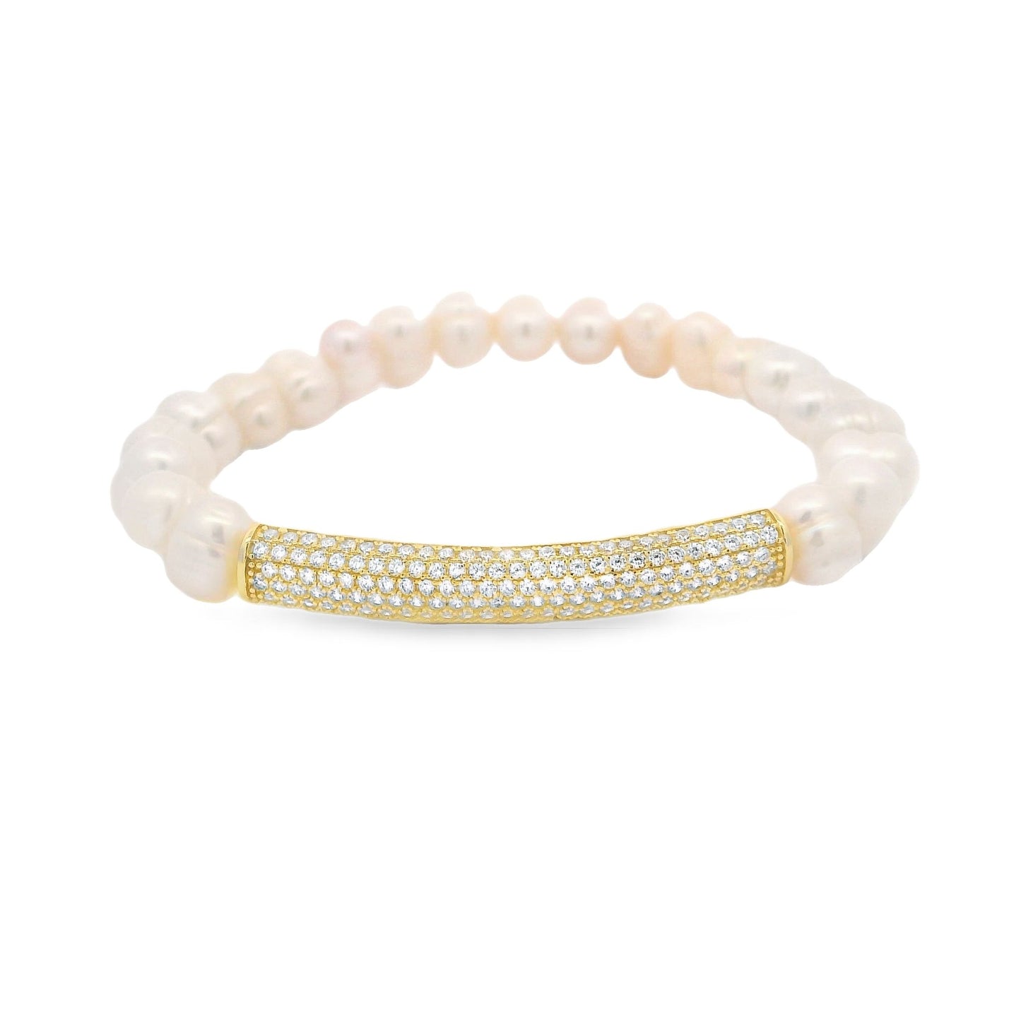 Pave Bar Fresh Water Pearl Bracelet - KB33093