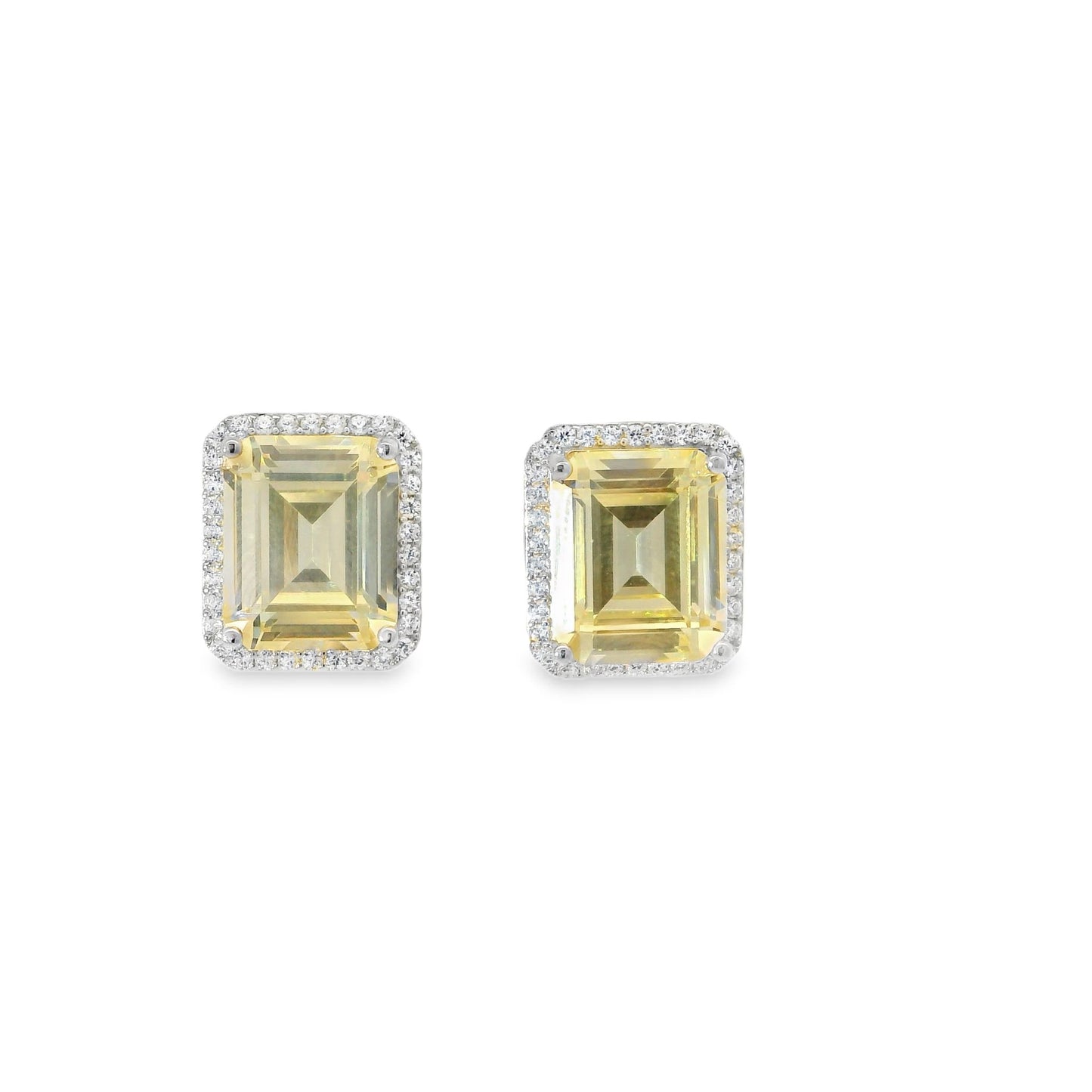 Halo Emerald Cut Stud Earring - KE192021