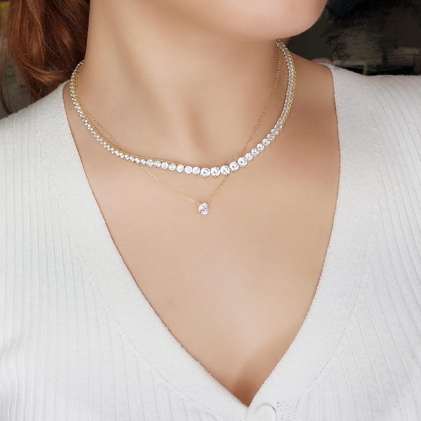 Diamond CZ Solitaire Necklace 15+3" - PGN28232