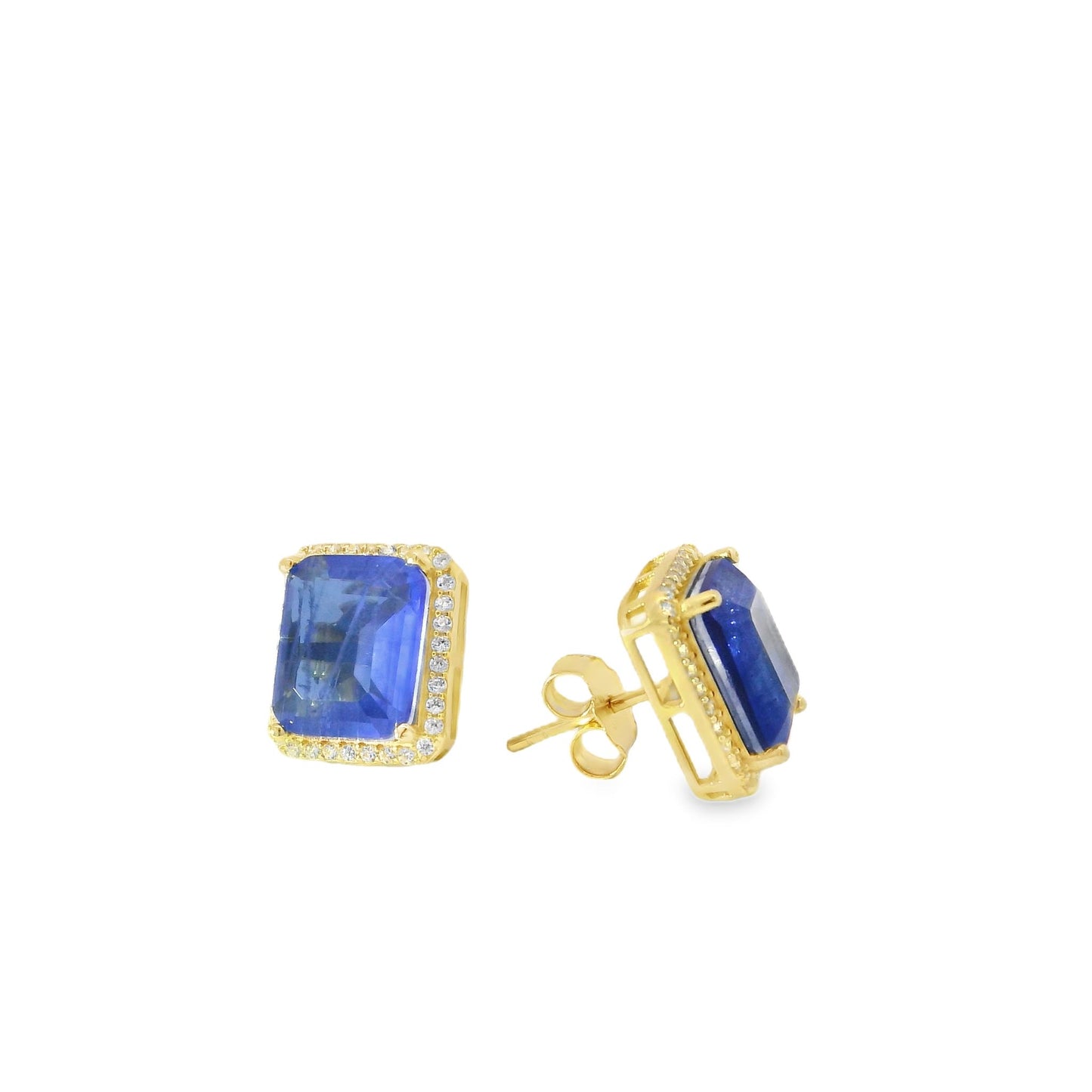 Halo Emerald Cut Stud Earring - KE192021
