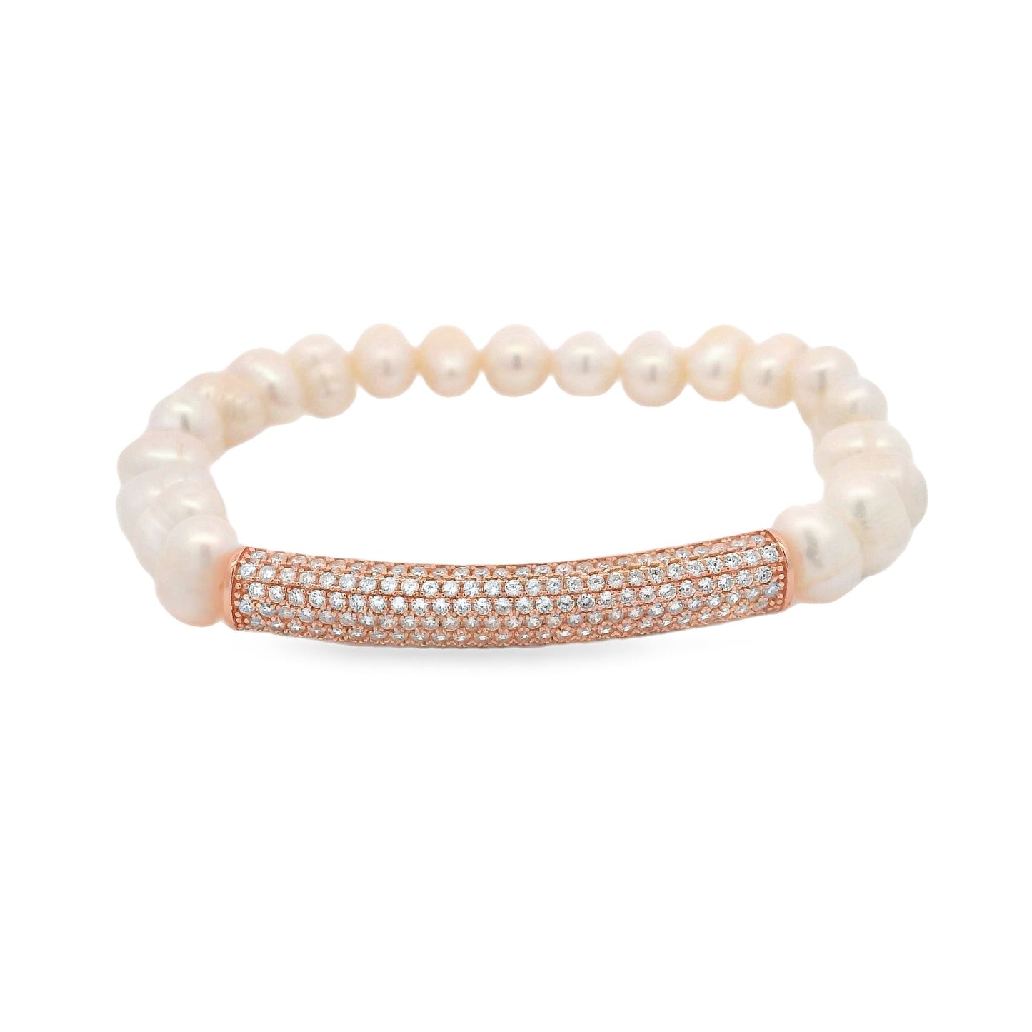 Pave Bar Fresh Water Pearl Bracelet - KB33093