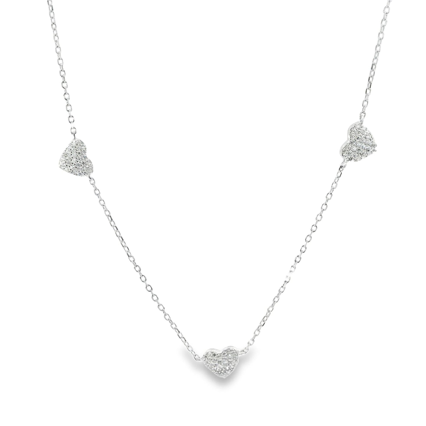 Pave Mini Heart Station Necklace 15+3" - PGN22313