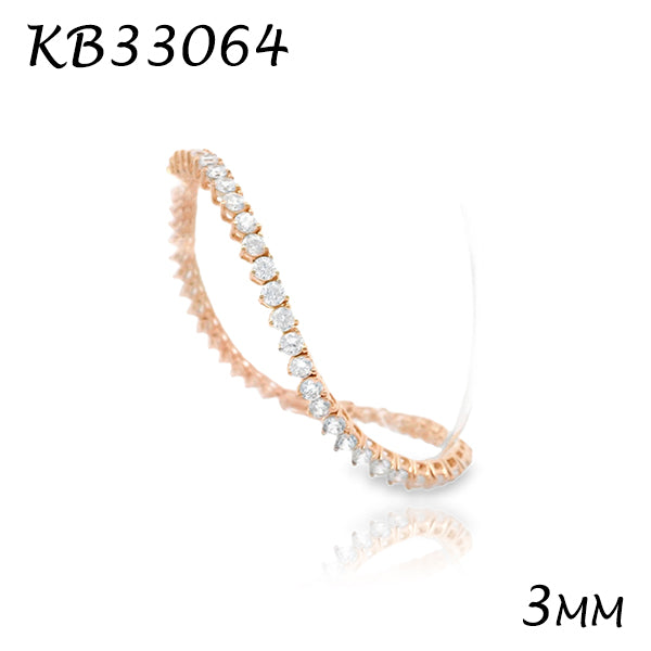 Diamond CZ 3MM 3prong Tennis Bracelet - KB33064