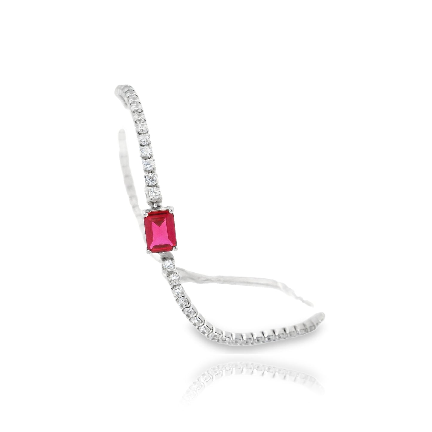 Emerald Cut Centered Micro Pave Tennis Bracelet 6+1"" - KB33126