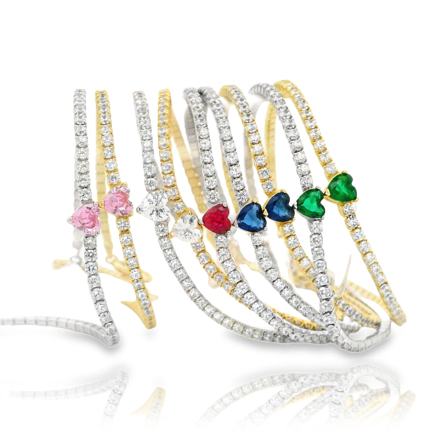 Heart Centered Micro Tennis Bracelet 6+1" - KB33127