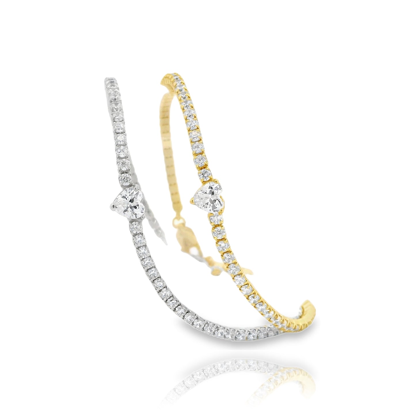 Heart Centered Micro Tennis Bracelet 6+1" - KB33127