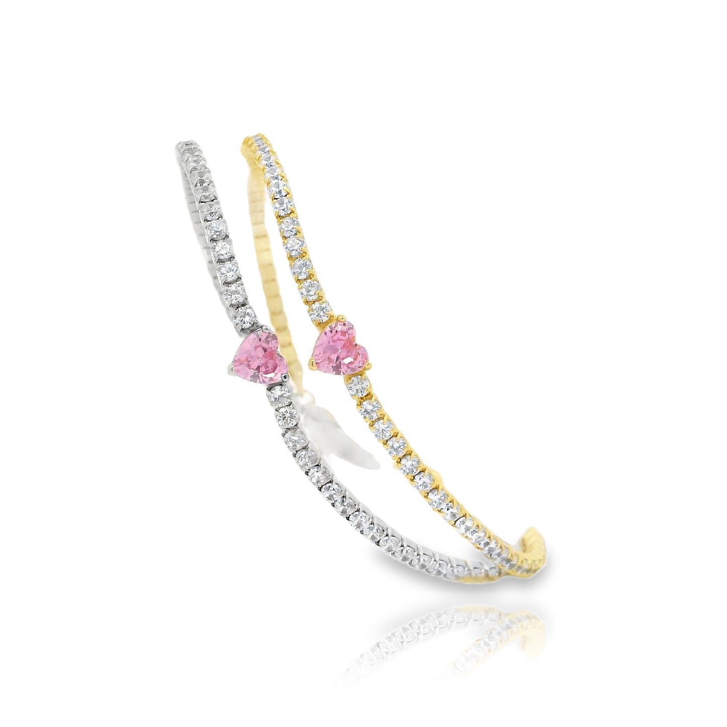Heart Centered Micro Tennis Bracelet 6+1" - KB33127