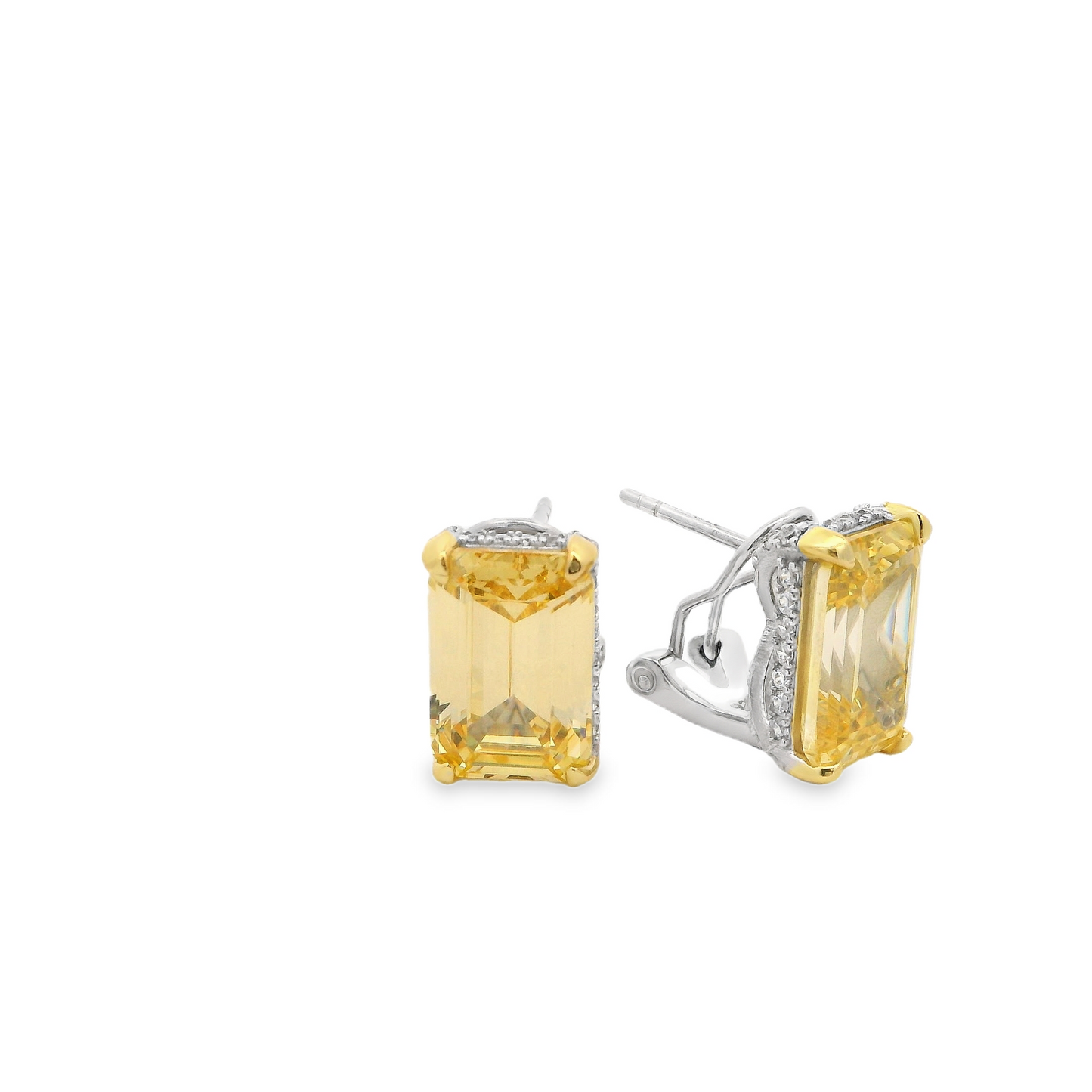 Mini Emerald Cut with Halo Stud - KE192045