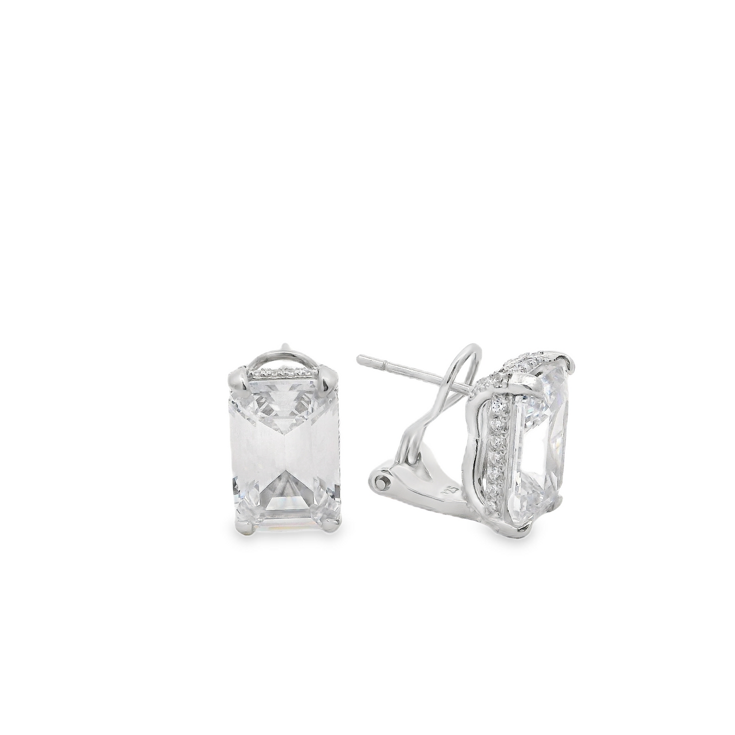 Mini Emerald Cut with Halo Stud - KE192045