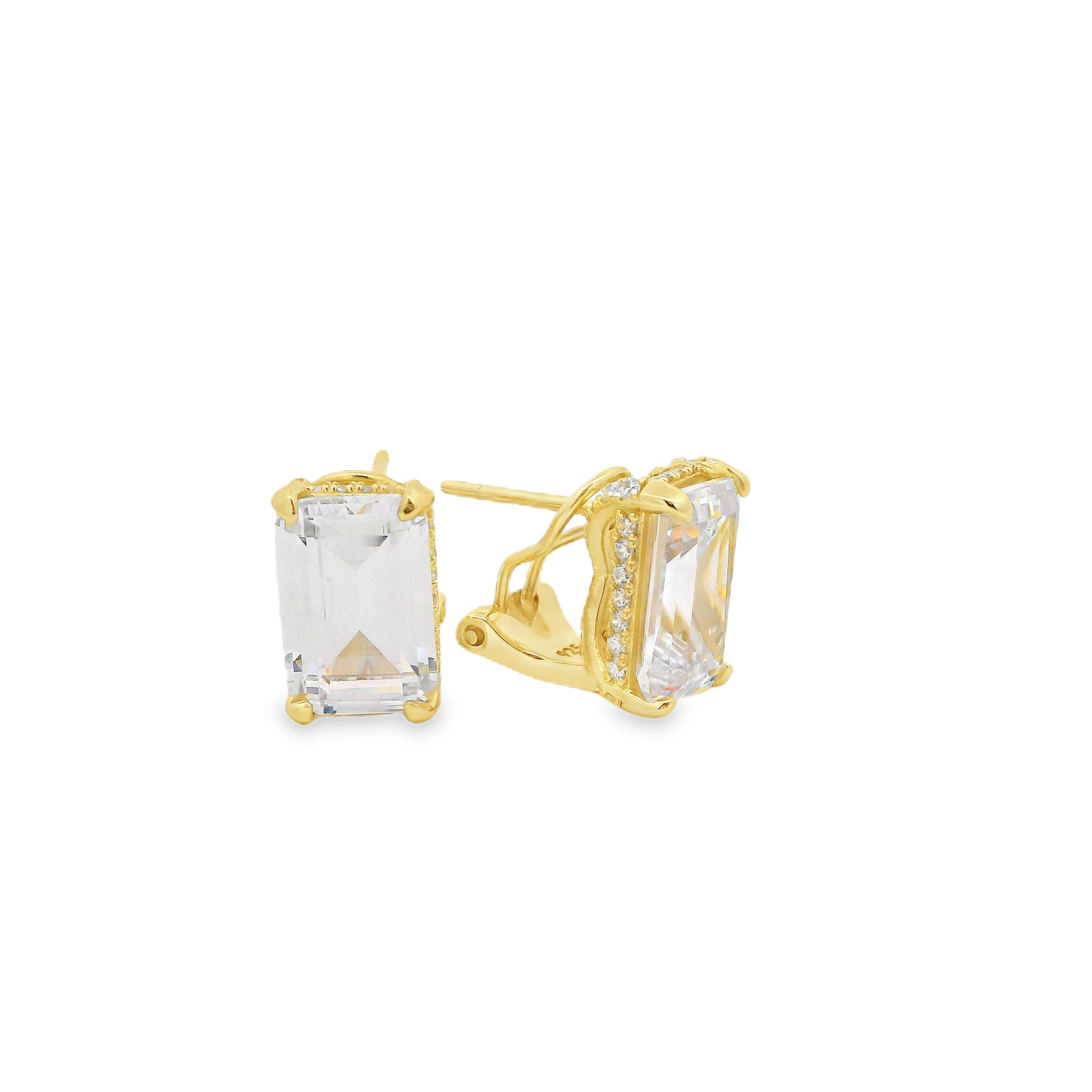 Mini Emerald Cut with Halo Stud - KE192045