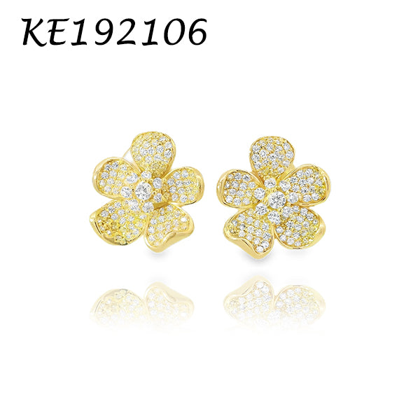 Pave Flower Stud Earring - KE192106