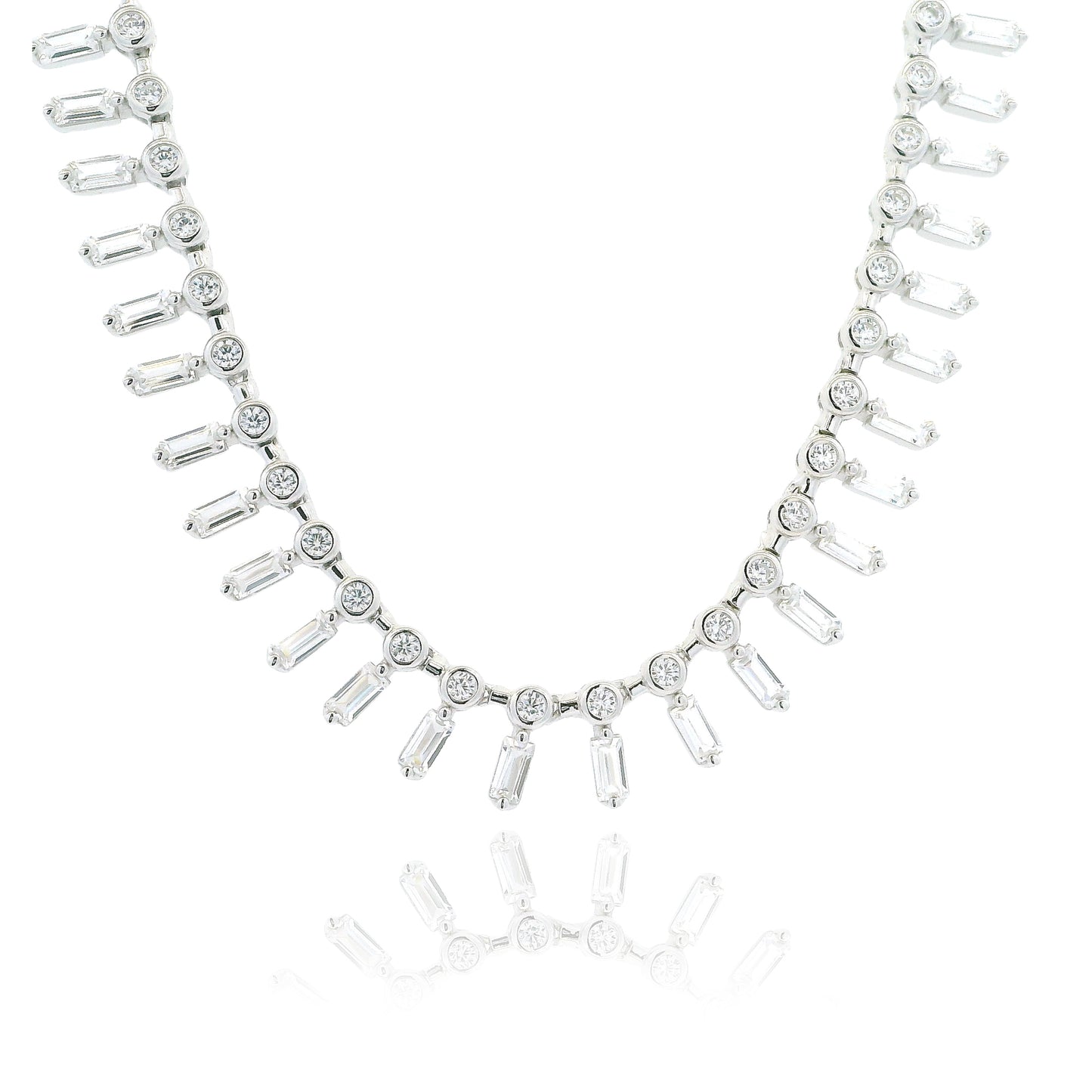 Floating Baguettes CZ Necklace - KN22233