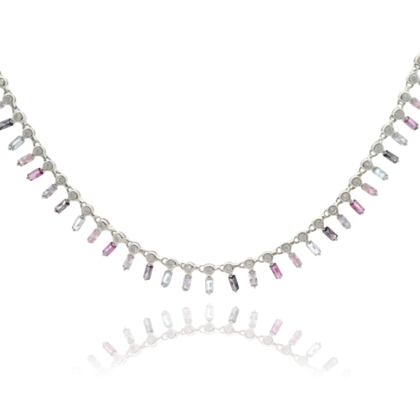 Floating Baguettes CZ Necklace - KN22233