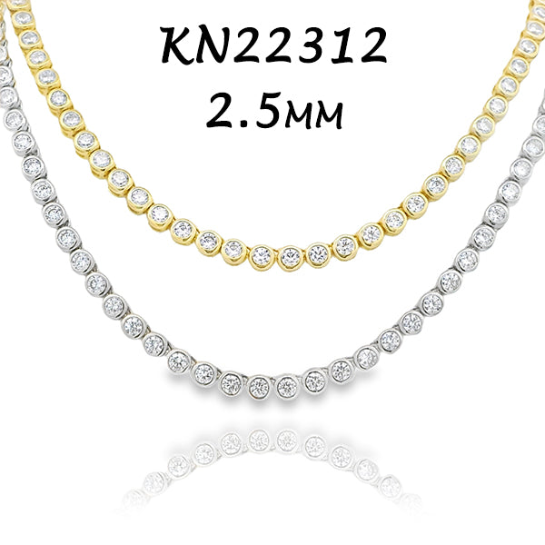 2.5MM Bezel Tennis Necklace - KN22312