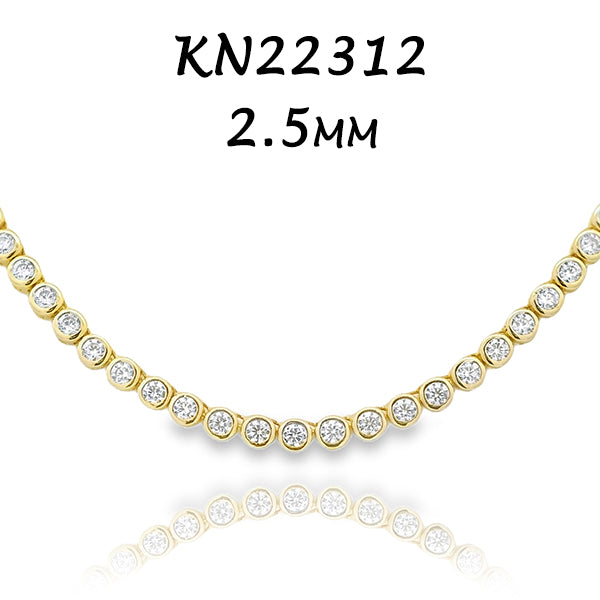 2.5MM Bezel Tennis Necklace - KN22312