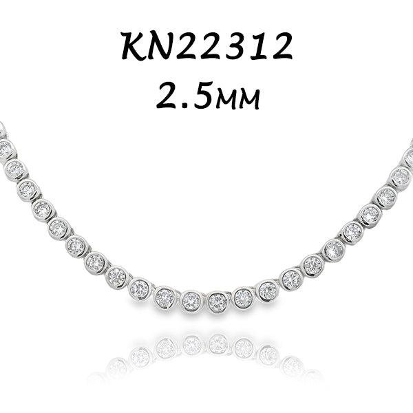 2.5MM Bezel Tennis Necklace - KN22312