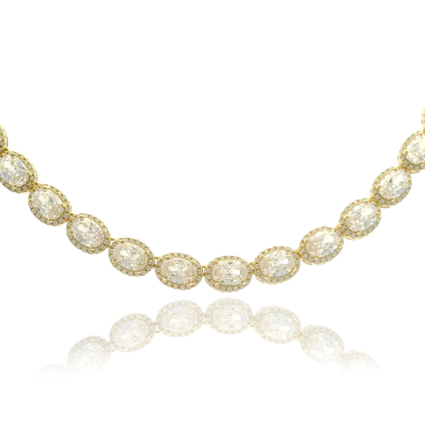 Elegant Oval Halo Necklace 16" - KN22320