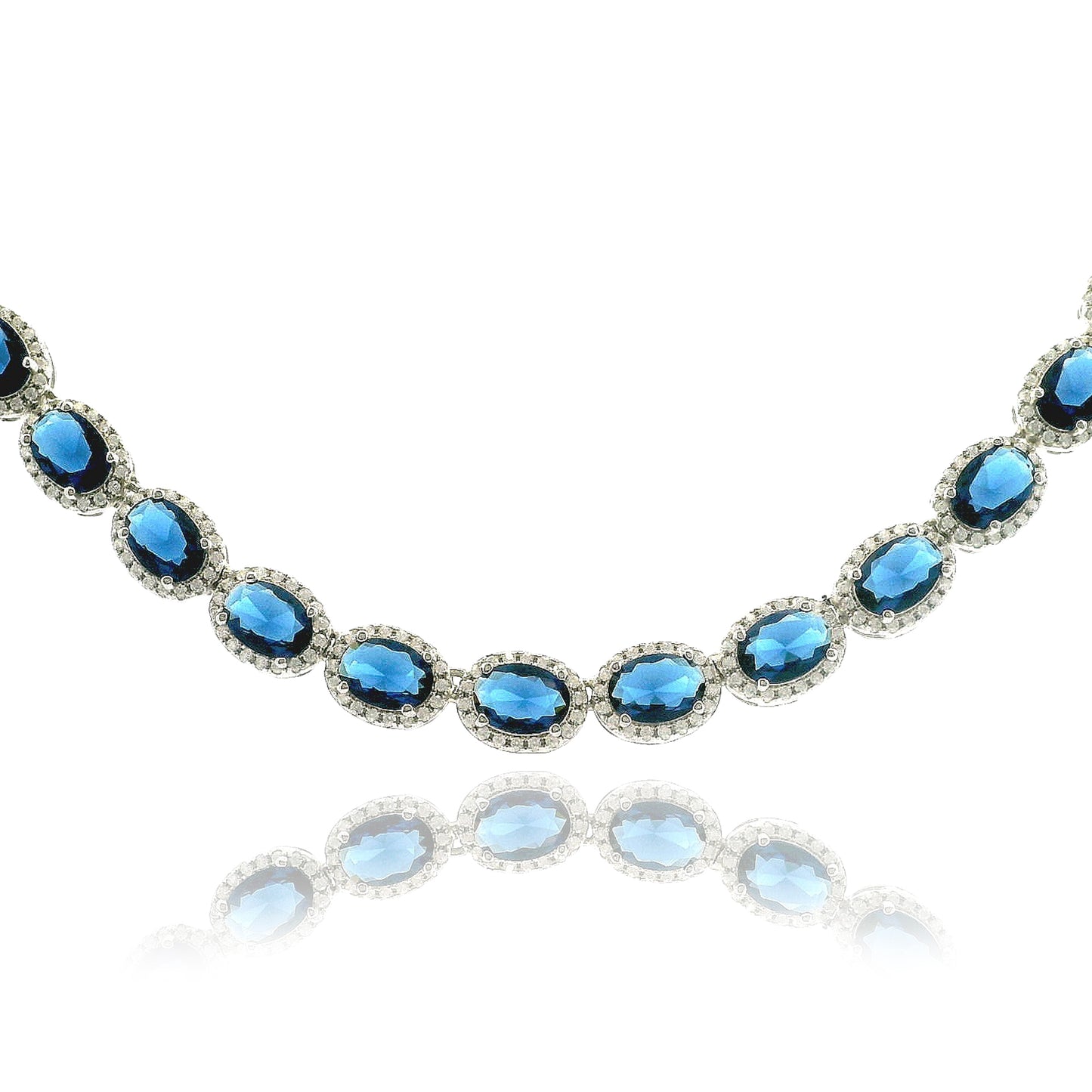 Elegant Oval Halo Necklace 16" - KN22320