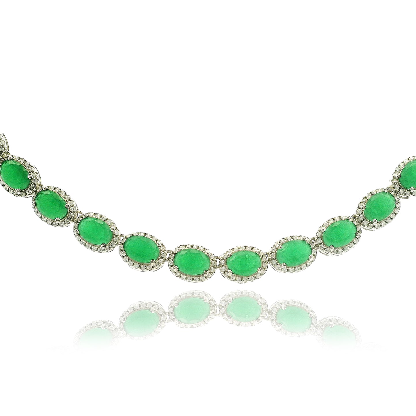 Elegant Oval Halo Necklace 16" - KN22320