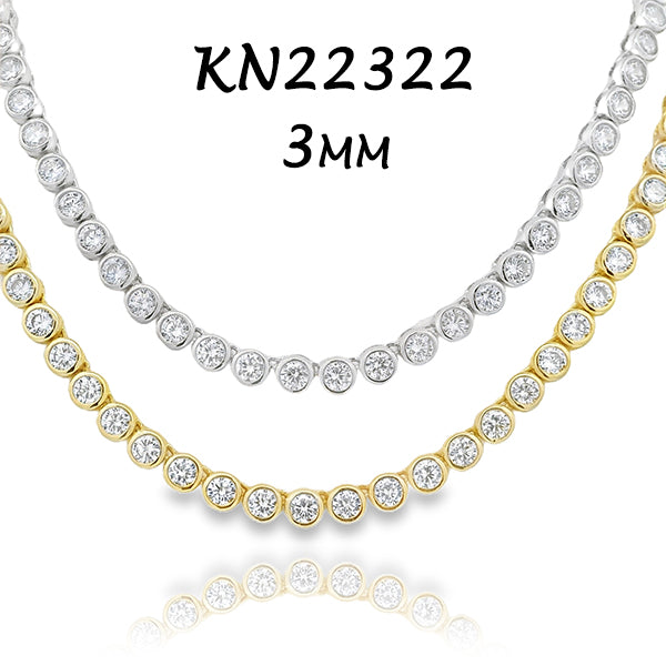 3MM Bezel Tennis Necklace - KN22322