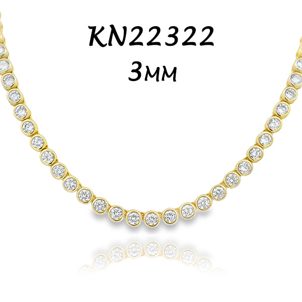 3MM Bezel Tennis Necklace - KN22322