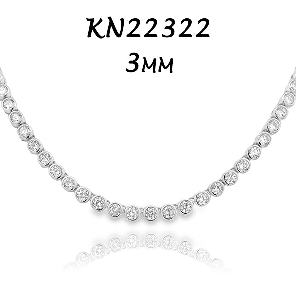 3MM Bezel Tennis Necklace - KN22322