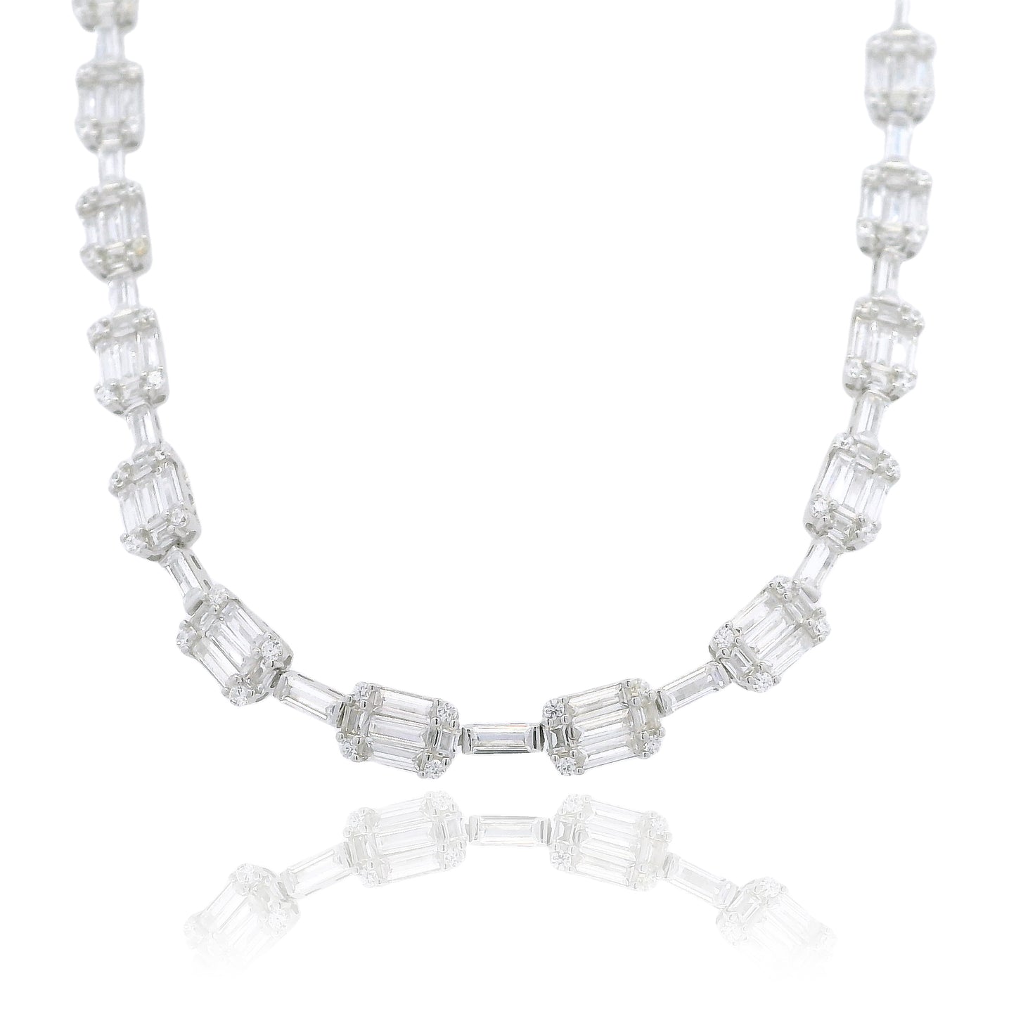 Baguettes CZ Dainty Necklace 16" - KN22367