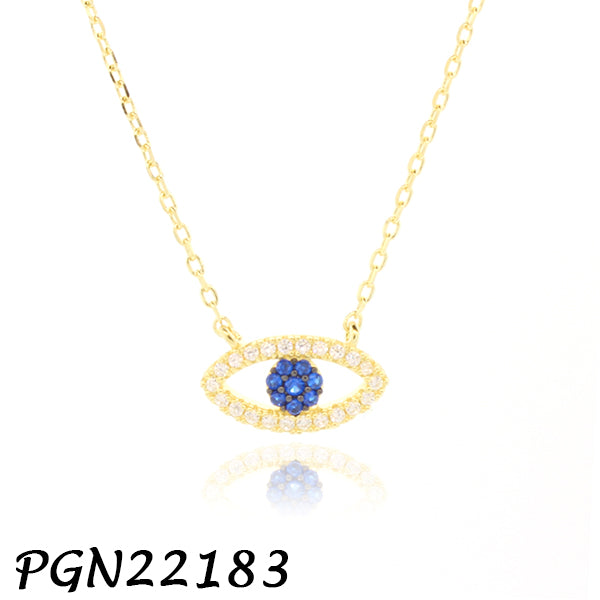 Eye Pave Pendant Necklace 14+4" - PGN22183