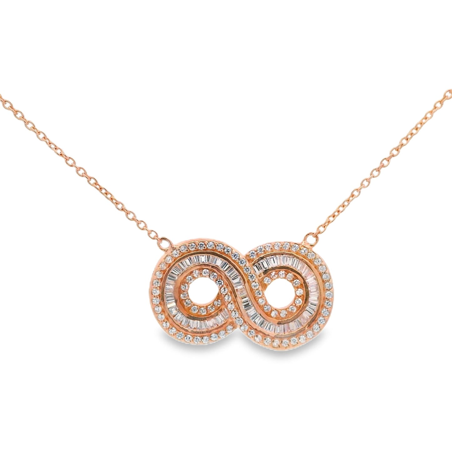 Large Baguette Infinity Necklace 15+3" - PGN23559