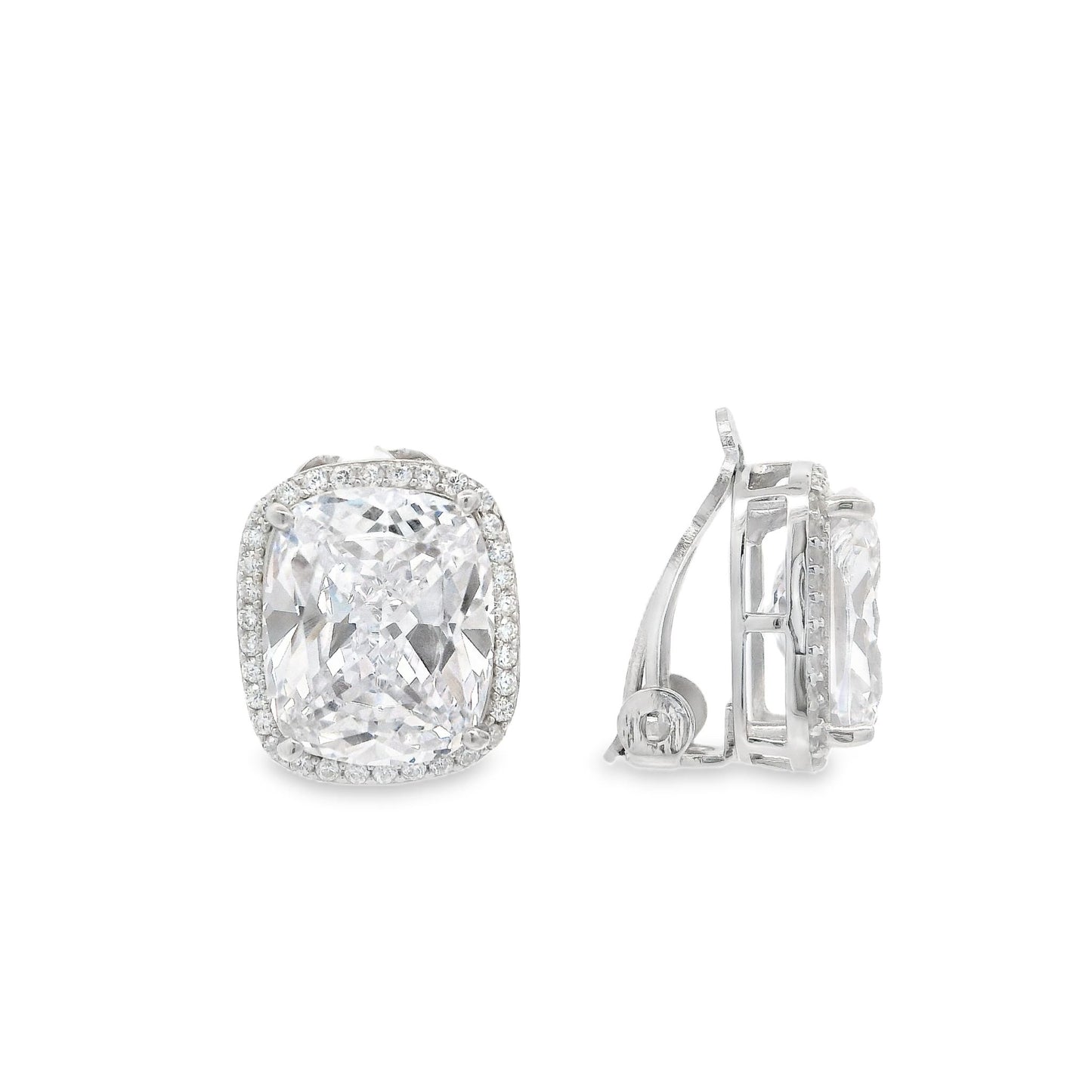 Cushion Cut Large Halo Stud CLIP ON - KE192035