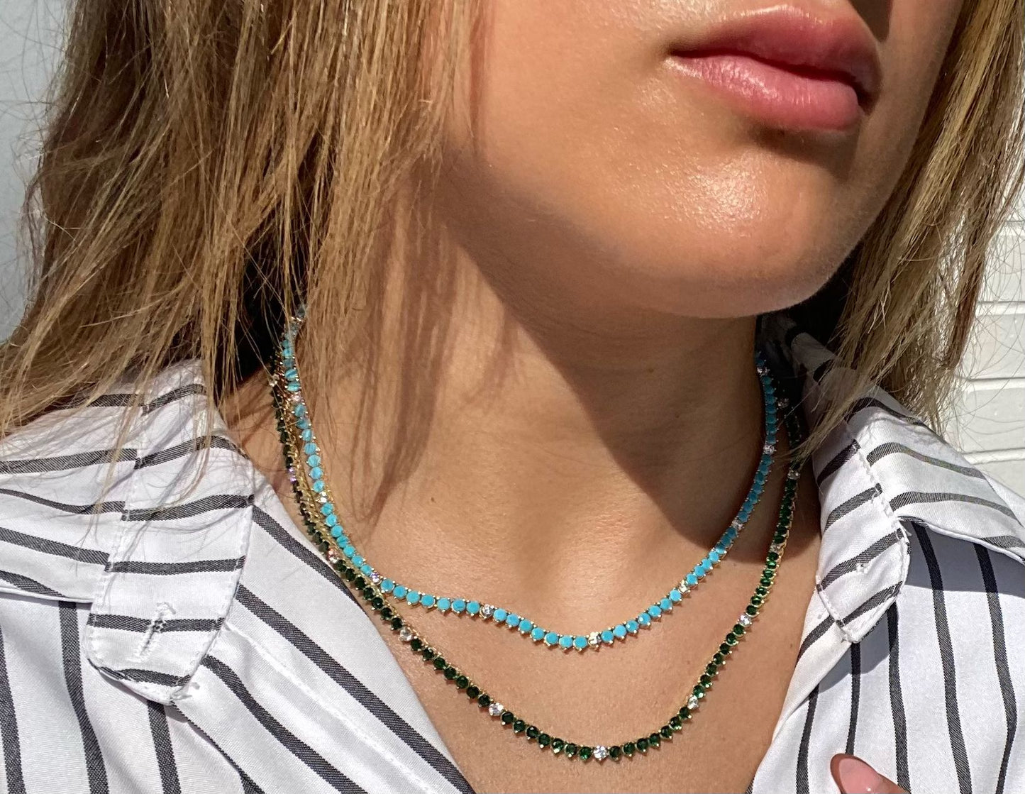 3MM 3PRONG Color Tennis Necklace - KN22053