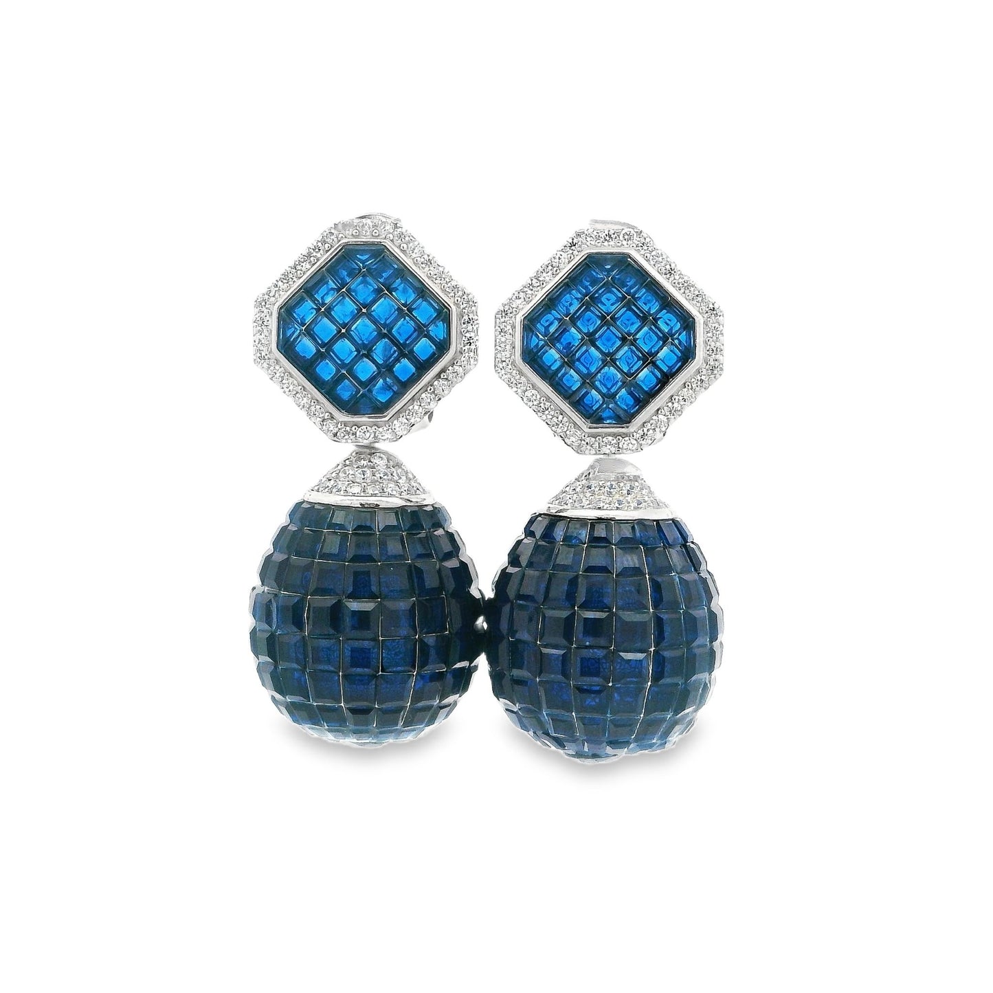 Halo Square Ball Drop Earring - AE102068