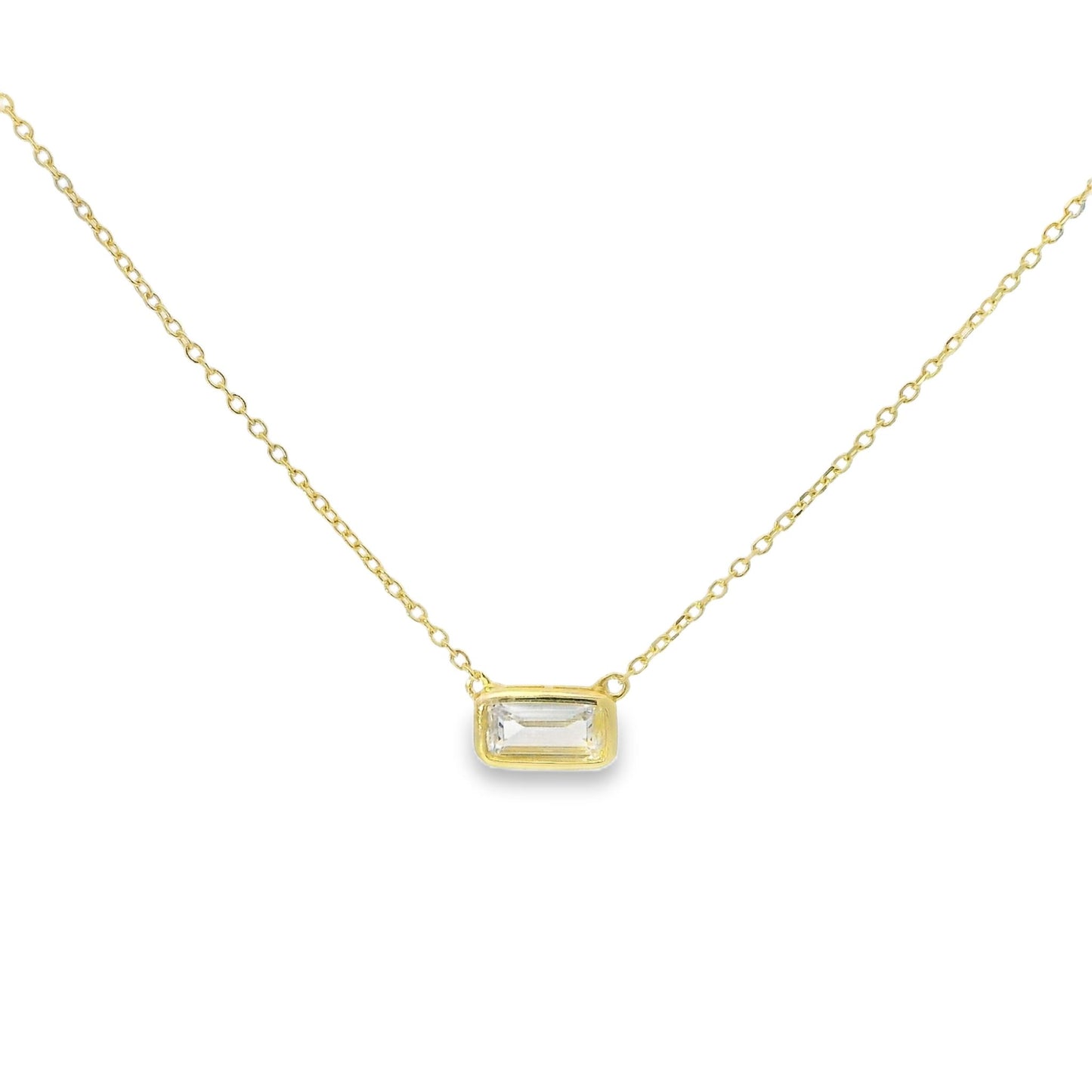 Thin Bezel Emerald Cut Necklace - PGN22303