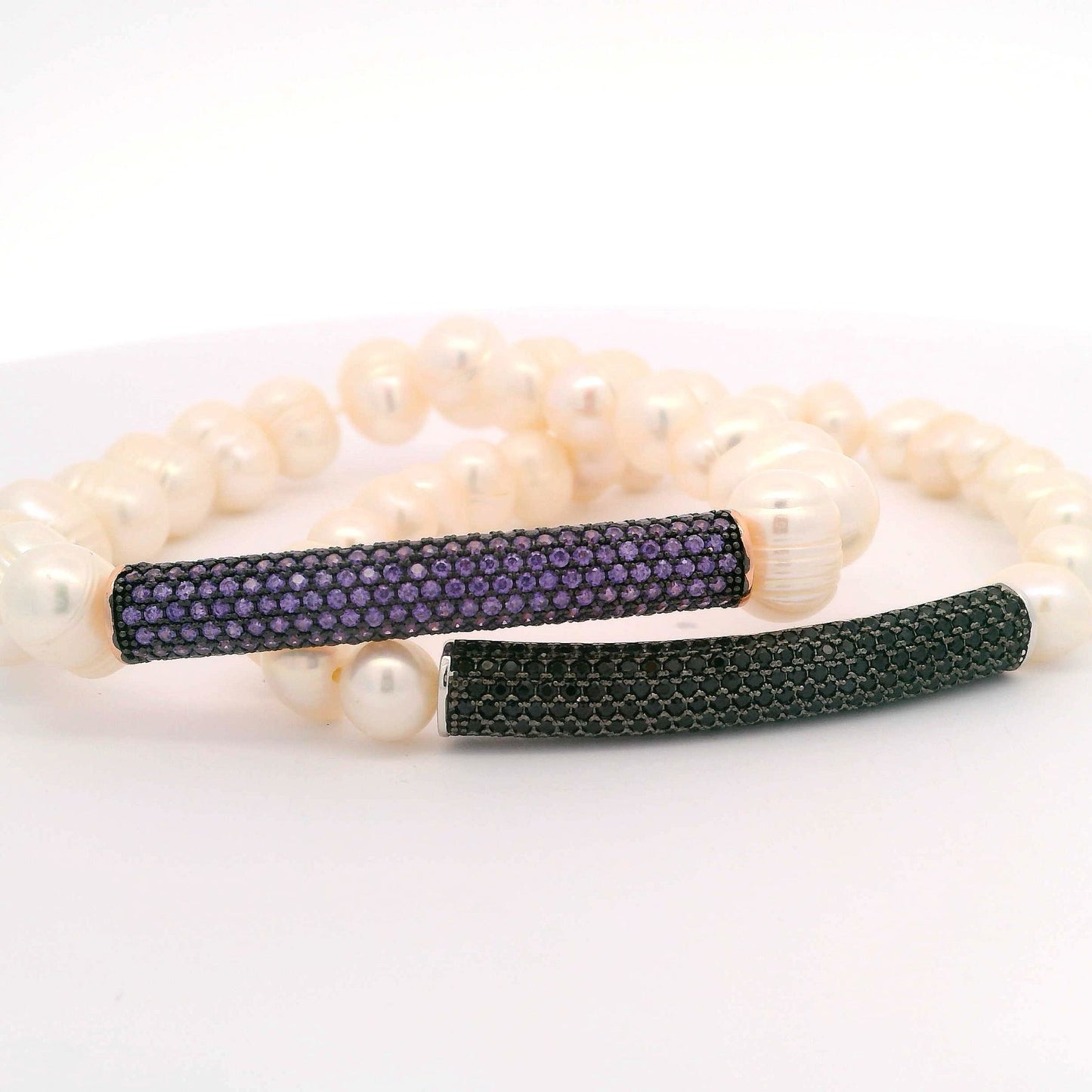 Pave Bar Fresh Water Pearl Bracelet - KB33093