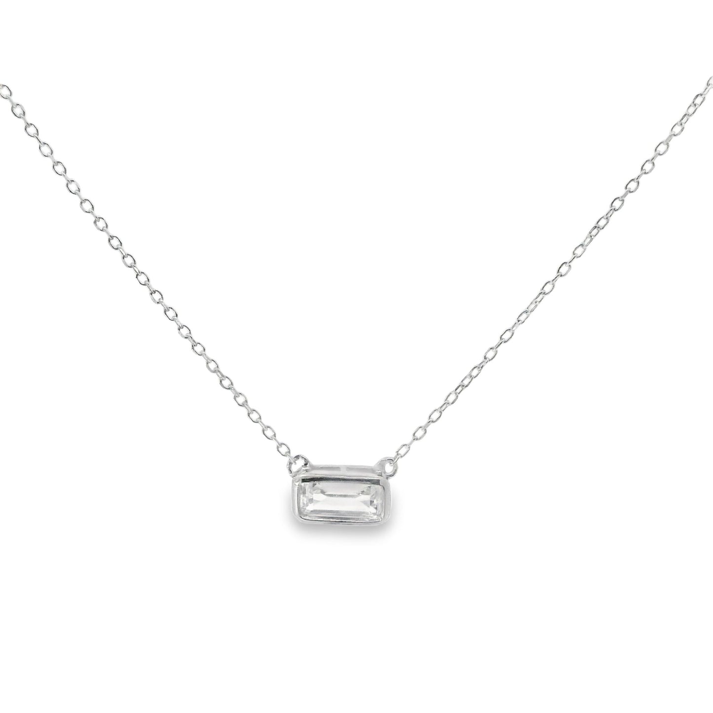 Thin Bezel Emerald Cut Necklace - PGN22303
