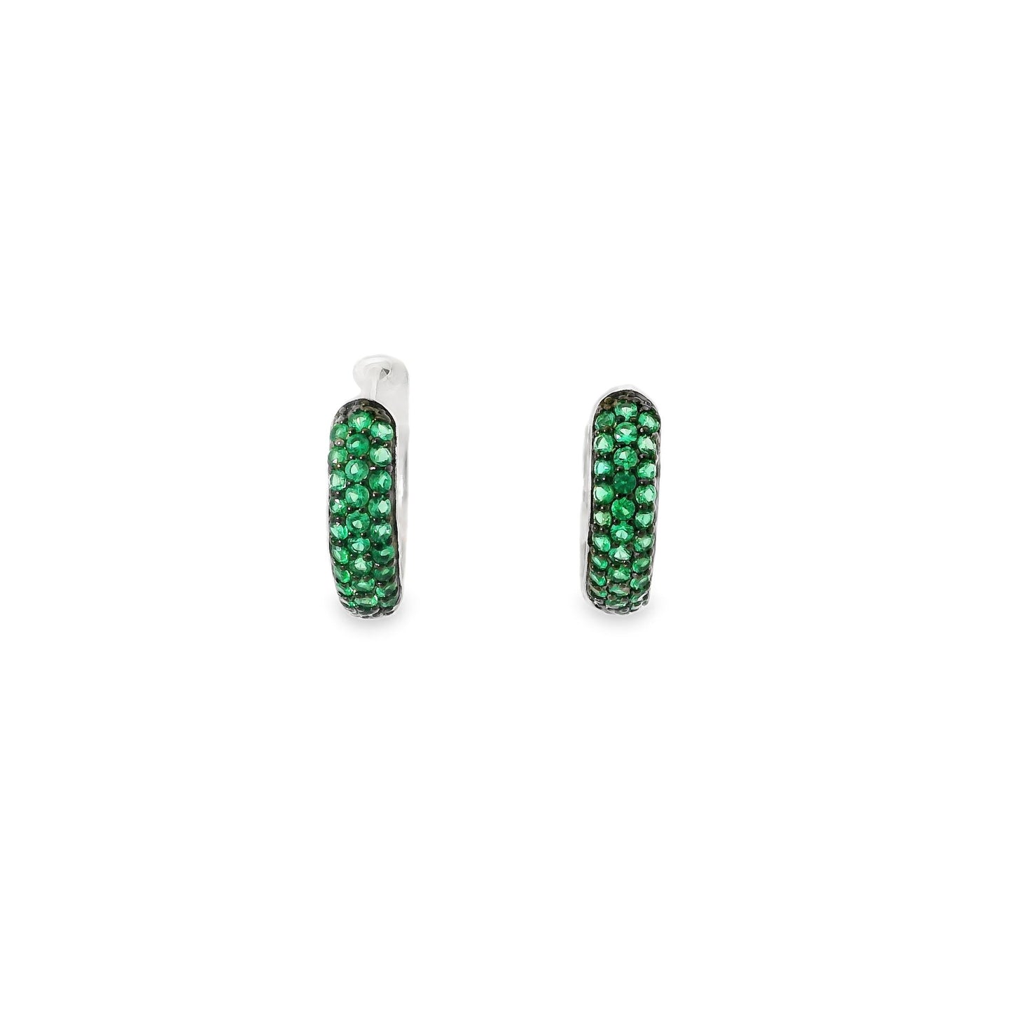 Medium Three Row Pave Diamond CZ Huggie Earrings - KE19488