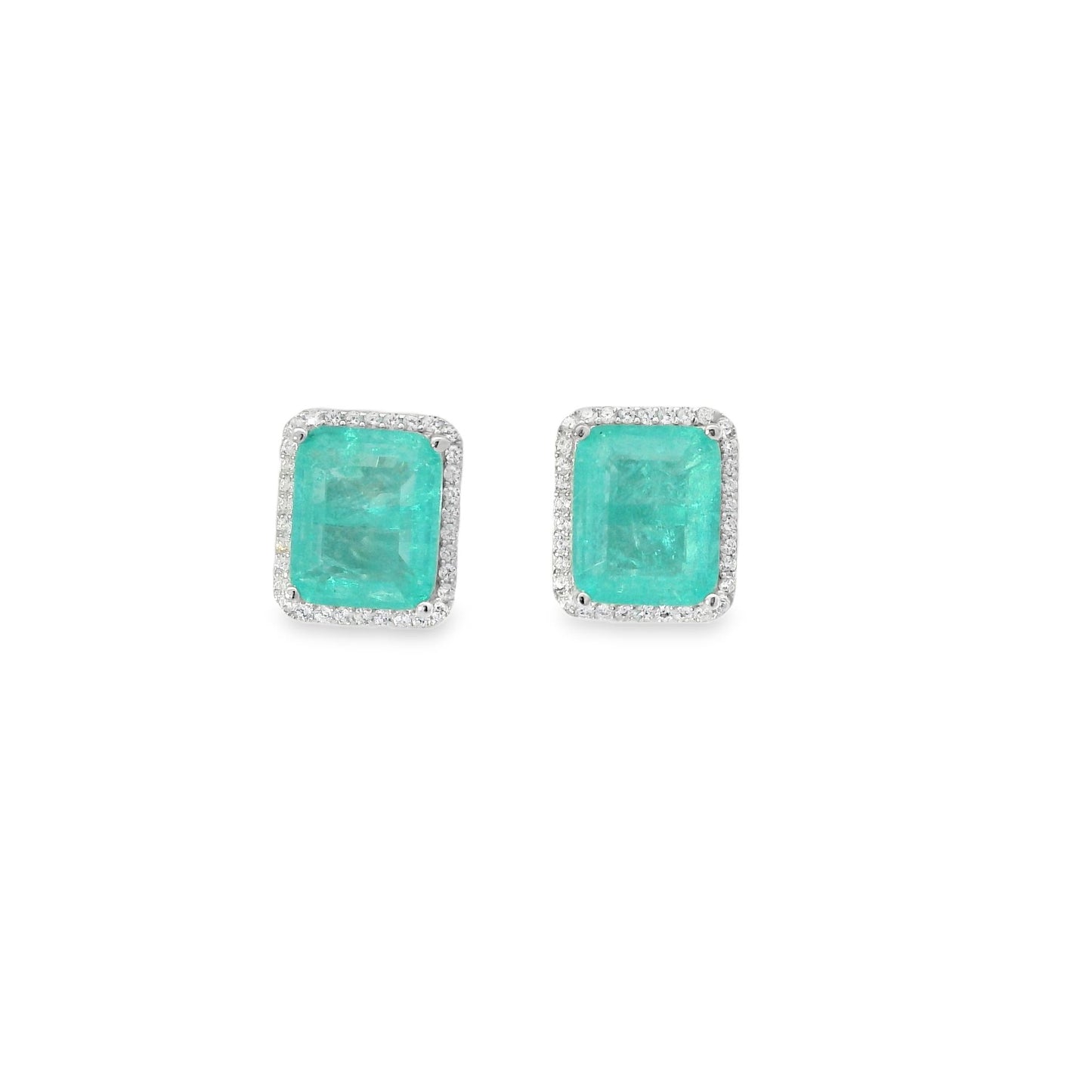 Halo Emerald Cut Stud Earring - KE192021