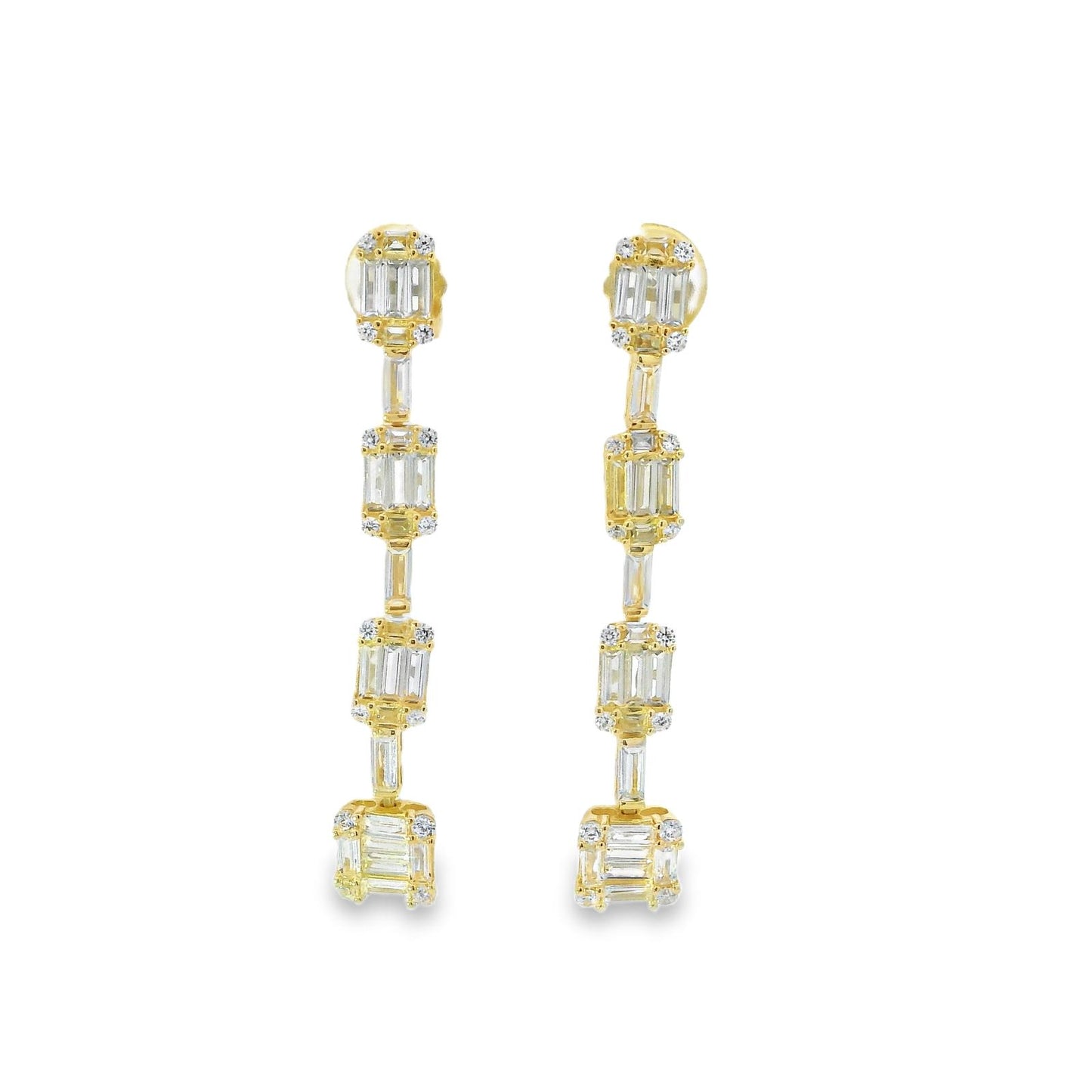 4 Baguette Cascade Earrings - KE192112