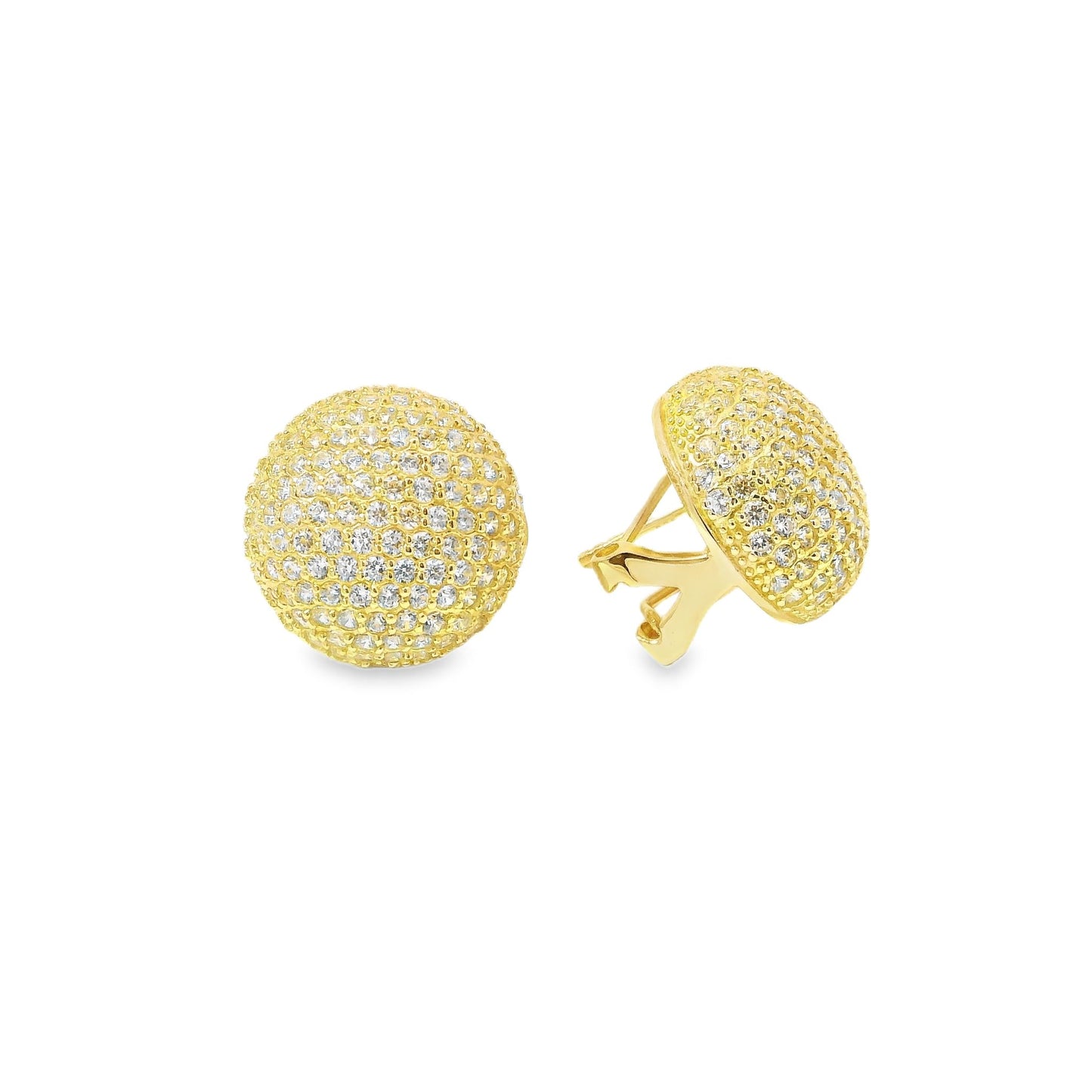 Large Pave Button Omega back Earring - KE19474